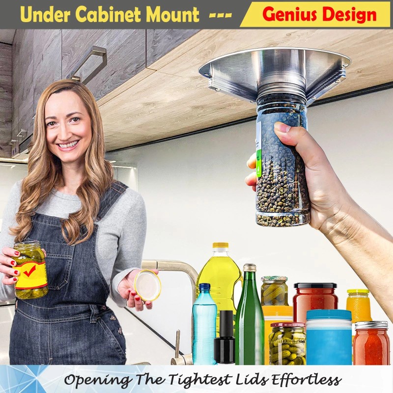 Moeuonb Upgraded Stainless Steel Jar Opener For Seniors, Under Cabinet