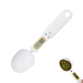 Báscula digital de cocina, precisión de 500 g/0,1 g, con pantalla LCD y función de tara, cuchara medidora extraíble, cuchara medidora con báscula para especias, píldoras en polvo para hornear