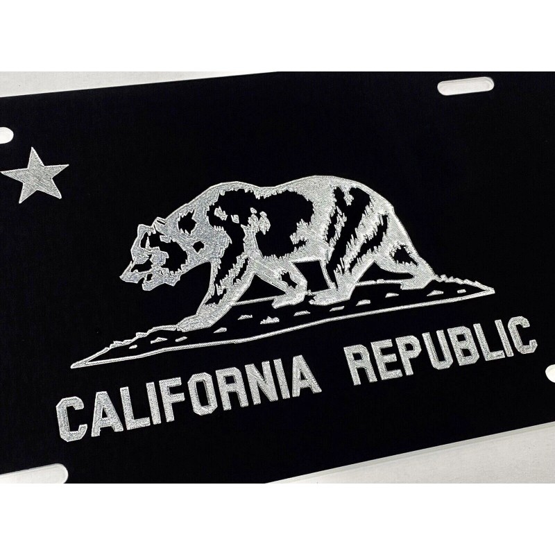 BLVD California Republic State Flag Diamond Etched Engraved License Plate