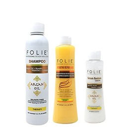Kit Argan Oil Shampoo, Serum Y Mascarilla Folie Profesional