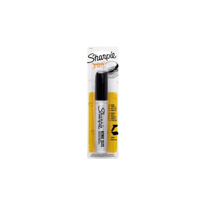 Sharpie Permanent Marker Chisel Tip Black Durable Aluminum Barrel Carded