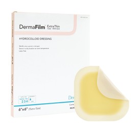 DermaRite's DermaFilm Thin, Hydrocolloid Wound Dressing - with Border and Conformable Film Backing, Promotes Healing - 6 in. x 6 in., 1 Count, 5 Packs, 5 Total