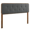 Collins Tufted Twin Fabric and Wood Headboard in Walnut Charcoal