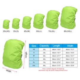 PATIKIL 35L Waterproof Backpack Rain Cover, Oxford Cloth Backpack Cover Anti-Slip Cross Buckle Straps for Hiking Camping Traveling, S, Fluorescent Green