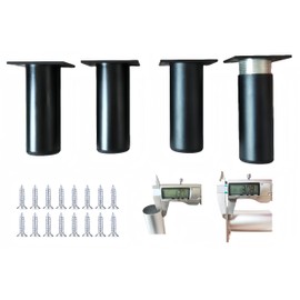 PUTOAHAO 4 Adjustable Furniture Feet, Cabinet Legs, Aluminium Alloy (Diameter 38 mm), Furniture Foot Height Adjustable (0-15 mm), Thick Pipe Wall, Furniture Foot for TV Cabinet, Bathroom, Kitchen, DIY