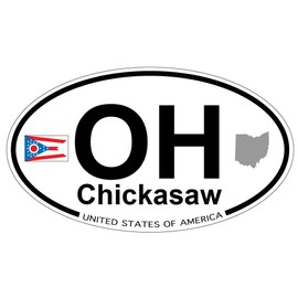 US Decal, Inc. Chickasaw, Ohio Oval Sticker with State Flag