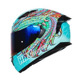 HAX Obsidian Full Face Dual Visor Adult Motorcycle Helmet for Motorbike Street Bike with Pinlock Ready DOT Approved SLAYER TURQUOISE XXL