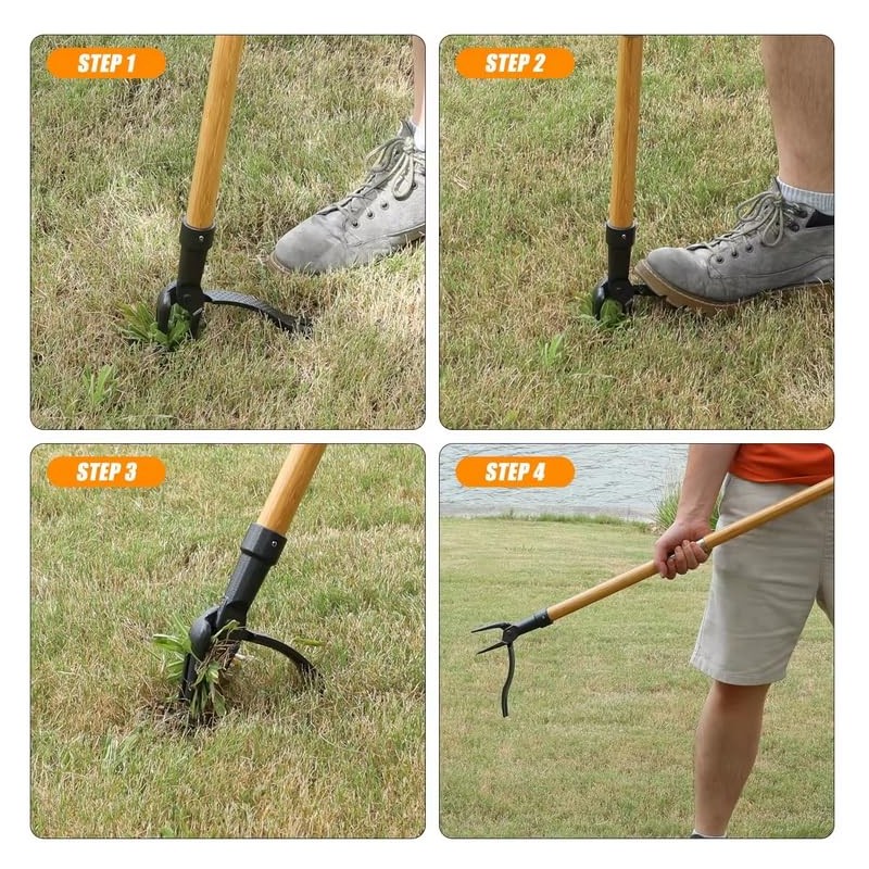 MLHpeak Stand Up Weed Puller Tool with Long Handle, 3-Section