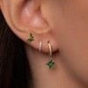 ZRU 3 Pairs Green Gold Stud Hoop Huggie Earrings Set