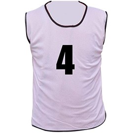 10 MESH BIBS FOOTBALL TRAINING SPORTS BIBS PRINTED NUMBER (1-10 OR number of your choice) Back only (White, Youth (Men's Small to Medium))