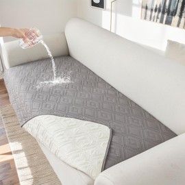 Genina 100% Waterproof Couch Cover for 3 Cushion Couch Sofa Cover for Dogs, Anti-Slip Sofa Covers Washable Couch Covers for Sectional Sofa L Shape Couch Protector, 1 Piece (Light Gray, Sofa Large)