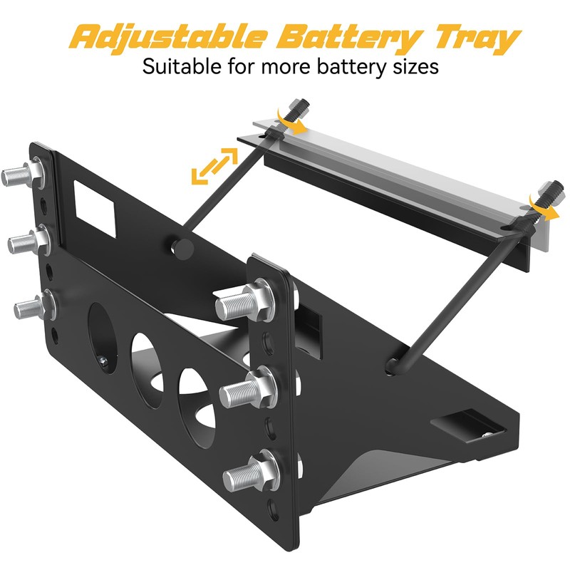 Metal Steel Battery Mounting Box Tray Bracket DIY,Easy Bolt-In Battery