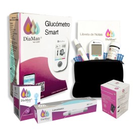 Glucómetro Kit Diaman Smart +50 Tiras Reactivas +10 Lancetas