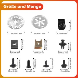 YiJiuBa Pack of 80 Sheet Metal Nut Screw Nut Clip Kit, Sheet Metal Nuts Car Body Fender Undertray Sheet Metal Screws, U Type Car Mounting Clips, Metal Mudguard Clips Mounting Clips