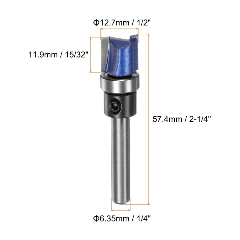 sourcing map 2pcs Pattern Flush Trim Router Bit 1/4" Shank
