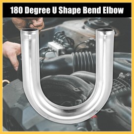 REPAIROCK OD 1" 25mm Leg Length 4" 100mm Aluminum Alloy Tube Intercooler Pipe 180 Degree U Shape Bend Elbow Air Intake Tube Silver Tone for Car Auto Replacement Parts