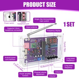 FM Radio Kit Soldering Practice Electronics Kits DIY Electronic School Project Kit FM 87-108MHz with 2 Power Modes EK1989 Soldering Learning Teaching and Hobbies for Beginners Adults Men Kids
