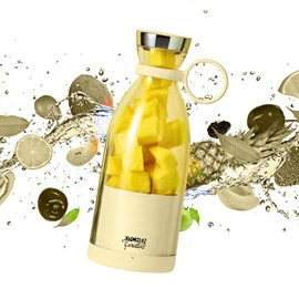 Kitchen Couture Blender Fusion Handheld Portable Lightweight Compact Design On-The-Go 4 x Blades USB Charging, Lemon