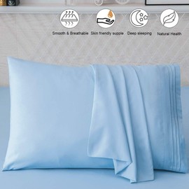 SONORO KATE Luxury Pillowcase Set Brushed Microfiber 1800 Bedding - Wrinkle, Fade, Stain Resistant - Hypoallergenic (Lake Blue, 2 Pillowcases Standard)