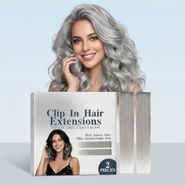 Extensiones de Cabello con Clip, Color Gris Plata