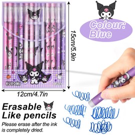 FRPABCF Erasable Gel Pen - Erasable Gel Pen Set, with Thermo-Sensitive Erase Ink, a Variety of Ink Colours and Barrel Designs, 0.7 mm Tip (Purple Cartoon 12 Erasable Pens)