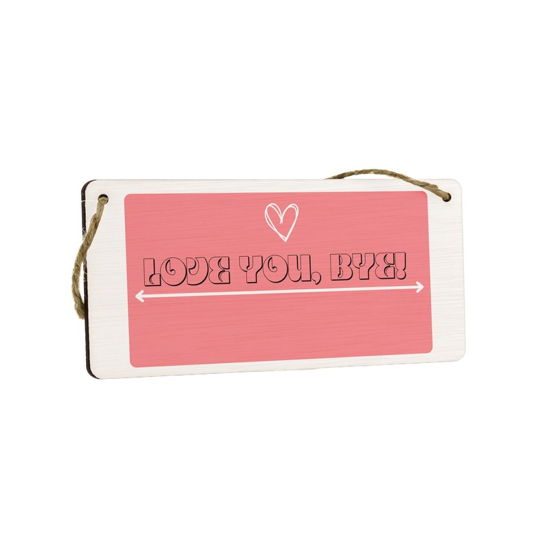 Generic Small Contemporary Pink Wooden Rectangular Hanging Sign - 'Love