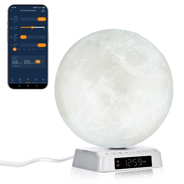 JUXLamp Moon Clock Light Alarm Clock Wake up Lamp Cute