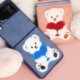Design Skin (신세계김해점)( 갤럭시 Z플립4 ) 자수 바타입(빅베어)-핑크 ITM22771 (Shinsegae Gimhae Store)(Galaxy Z Flip4) Embroidered Bat Type (Big Bear) - Pink ITM22771