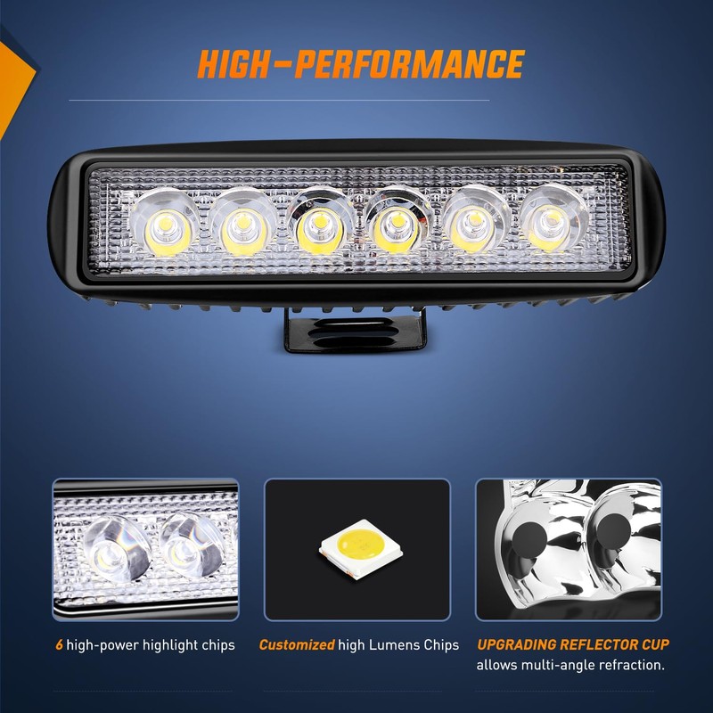 Nilight Led Light Bar 2PCS 18w Spot Driving Fog Light