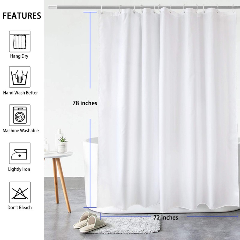 Long Shower Curtain Liner 78 Inches Height-Water-repellent Fabric Shower Curtains