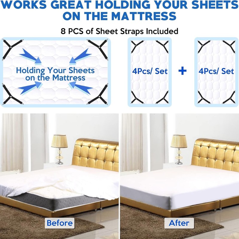 RETZLA 4PCS Bed Sheet Straps - Adjustable Bed Sheet Holder