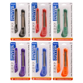 BAZIC Utility Knife Box Cutter 18mm, 9mm Blade, Retractable Snap-Off Razor Blades for Craft Cartons Boxes (2/Pack), 24-Pack