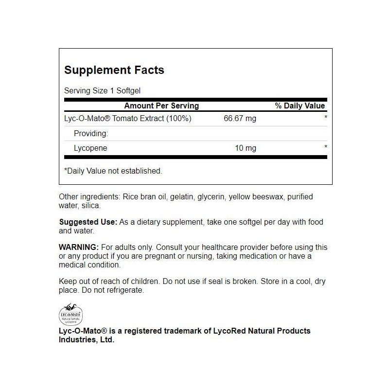 Swanson Lyc-O-Mato Lycopene 10 Milligrams 60 Sgels (2 Pack)