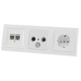 Delphi Socket Switch Set, Electric Sets, Socket Switch, Network, TV Antenna, Flush-mounted Installation, White