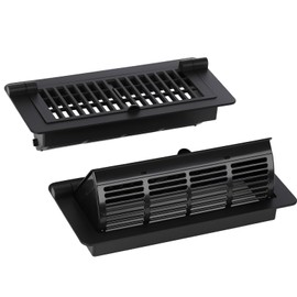 2-in-1 Vent Deflector & Floor Vent Covers, Floor Register 4x10, 2 Pack Adjustable Heat Air Vent Deflectors, Vent Covers for Home Floor, Office, Ceiling, Tool-Free Installation (Black)