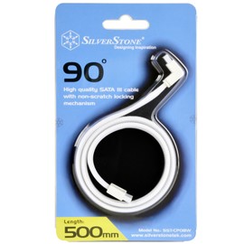 SilverStone Technology 90 Degree SATA III with Locking Mechanism, White Color - Rl-CP08W-Usa