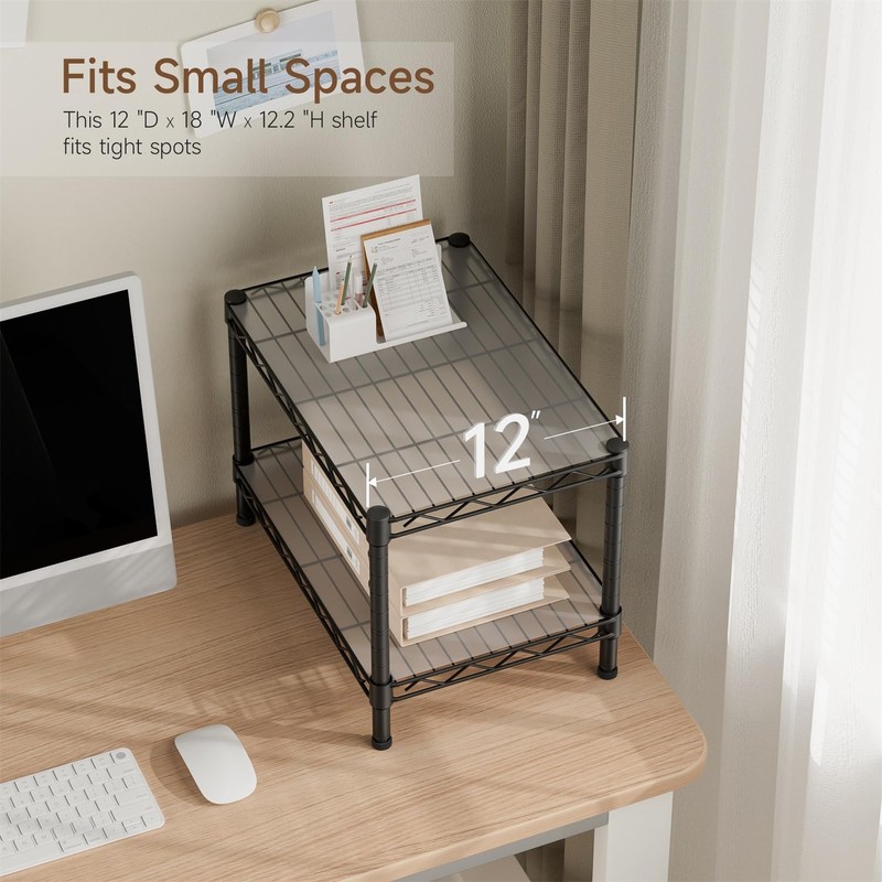Golpart Small 2 Tier Shelves Storage Wire Shelving Unit Metal