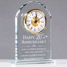 YWHL 20th Anniversary Quartz Clock Gifts for Him and Her, 20 Years Wedding Anniversary Keepsake Gifts for Couple, Happy 20th Wedding Home Party Decoration (Battery not Included)