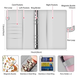 AOPEFNX Budget Binder, Cute A6 Money Saving Binder with Zipper Envelopes, PU Leather Money Organizer for Cash, Expense Budget Sheets and Cash Envelopes for Budgeting Farm Chicken