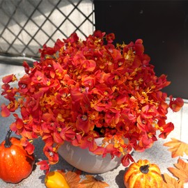 Vemander Artificial Fall Flowers for Outdoors Fall Fake Plants,12 Bundles Artificial Fall Flowers, Faux UV Resistant Silk Pansies Fall Flowers for Outsid, Faux Flowers for Outdoor Planters(Orange)