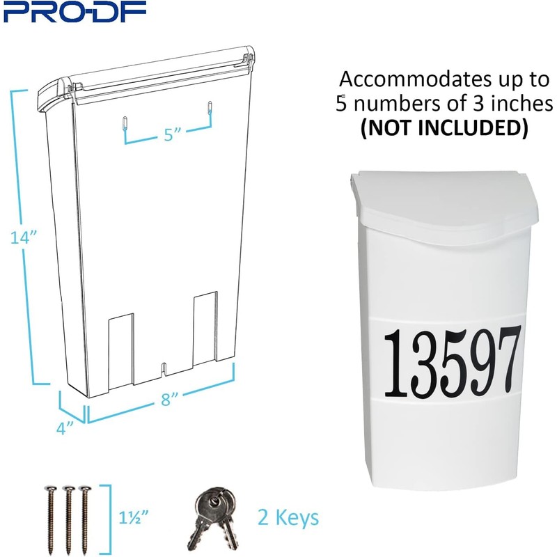 Small Plastic Mailbox for Outside Porch, Easy to Install Wall