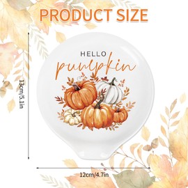 Whaline 2 Pcs 4.7 Inch Fall Ceramic Spoon Rest Small Orange Pumpkin Coffee Spoon Holder for Coffee Stirrers Teaspoon Bar Accessories