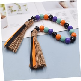 FUNOMOCYA 2pcs Wood Bead Garland with Tassels Decor Tiered Tray Wall Hanging Ornament for Festive Atmosphere and Living Decoration