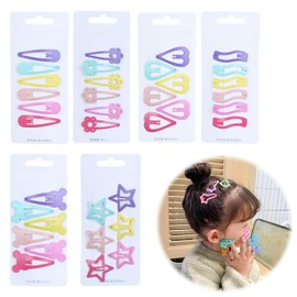 Hair Clips, Hairpins for Kids, 36 Piece Set, Kids Hair Clips, Color Pins, Kindergarten, Nursery, Girls, Hair Clips, Cute, Stylish, Heart, Stars, Flowers, Square