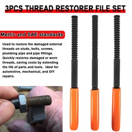 3-Piece Thread Restorer File Set with Both Metric and SAE Standards,Thread Repair File DIY Tools
