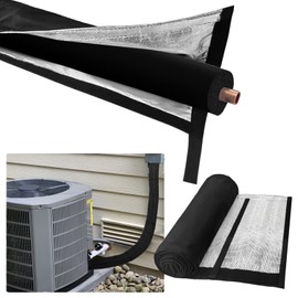 Exokugo Outdoor 3-Layer HVAC Copper Pipe Insulation Cover,UV-Resistant 600D Oxford Cover for Outside AC Pipe Insulation,Weatherproof AC Line Sleeve Mini Split to Central Air,72" L×10.2" W,Black