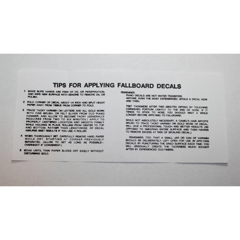 Mason & Hamlin Fallboard Piano Decal