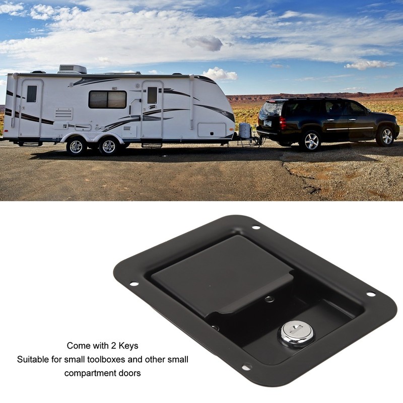 Tool Box Handle Latch with 2 Keys Flush Mount Steel