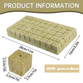 Gfamous Rockwool Cube, Rockwool Leaf Cultivation, Rockwool Cube, for Hydroponic Growing, Cuttings, Cloning, Propagation, Strong Growth, Pack of 50
