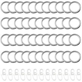 CHUIFAI Pack of 40 30 mm Metal Curtain Rings with Hooks, 40 Curtain Hanging Rings + 40 Plastic Curtain Hooks, Curtain Rings Silver, Curtain Rings with Clips for Shower Curtains, Window Curtains